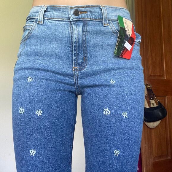 Deadstock Ombre Embroidered Y2K Low Rise Flare Jeans - Picture 1 of 7
